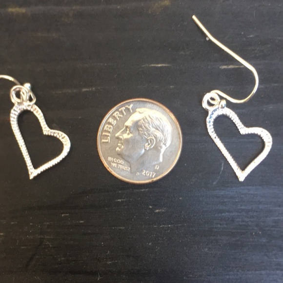 Dainty Pair of Textured Heart Drop Earrings - Picture 2 of 4